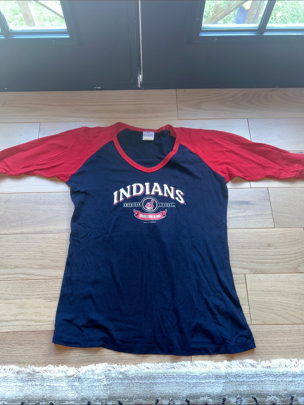 Indians Raglan Baseball Tee - Red & Navy Kids Top